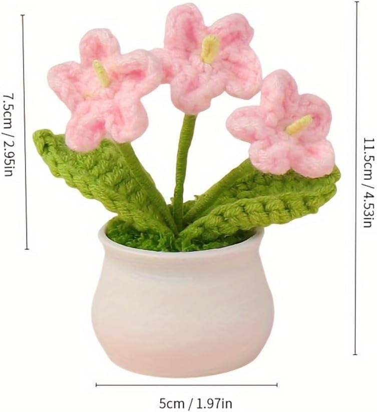 Crochet Orchid Plant Handcrafted Soft Yarn Realistic Mini Design