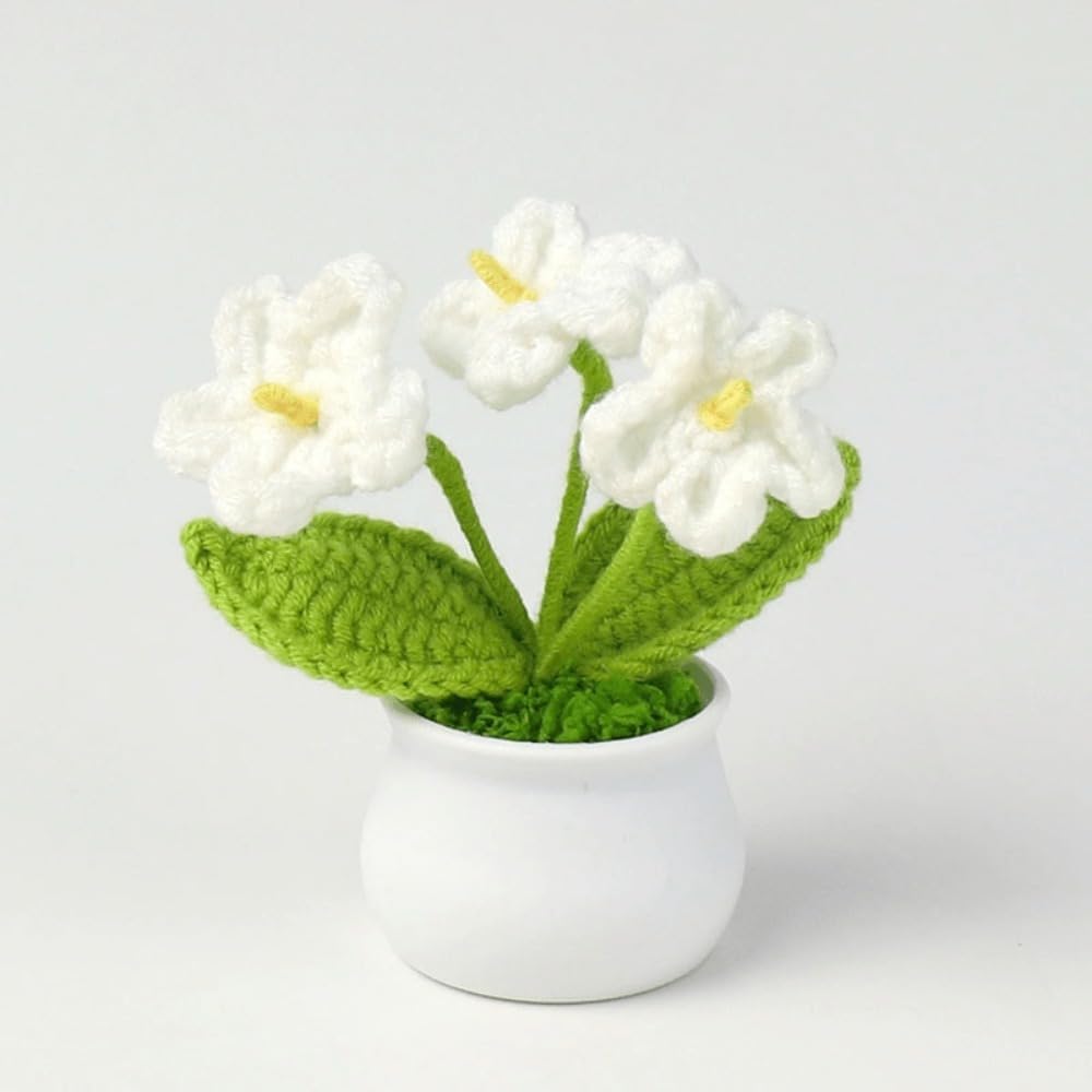 Crochet Orchid Plant Handcrafted Soft Yarn Realistic Mini Design