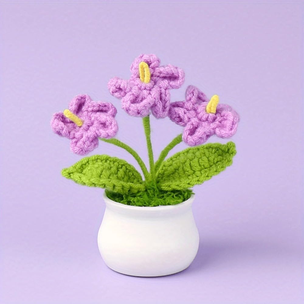 Crochet Orchid Plant Handcrafted Soft Yarn Realistic Mini Design