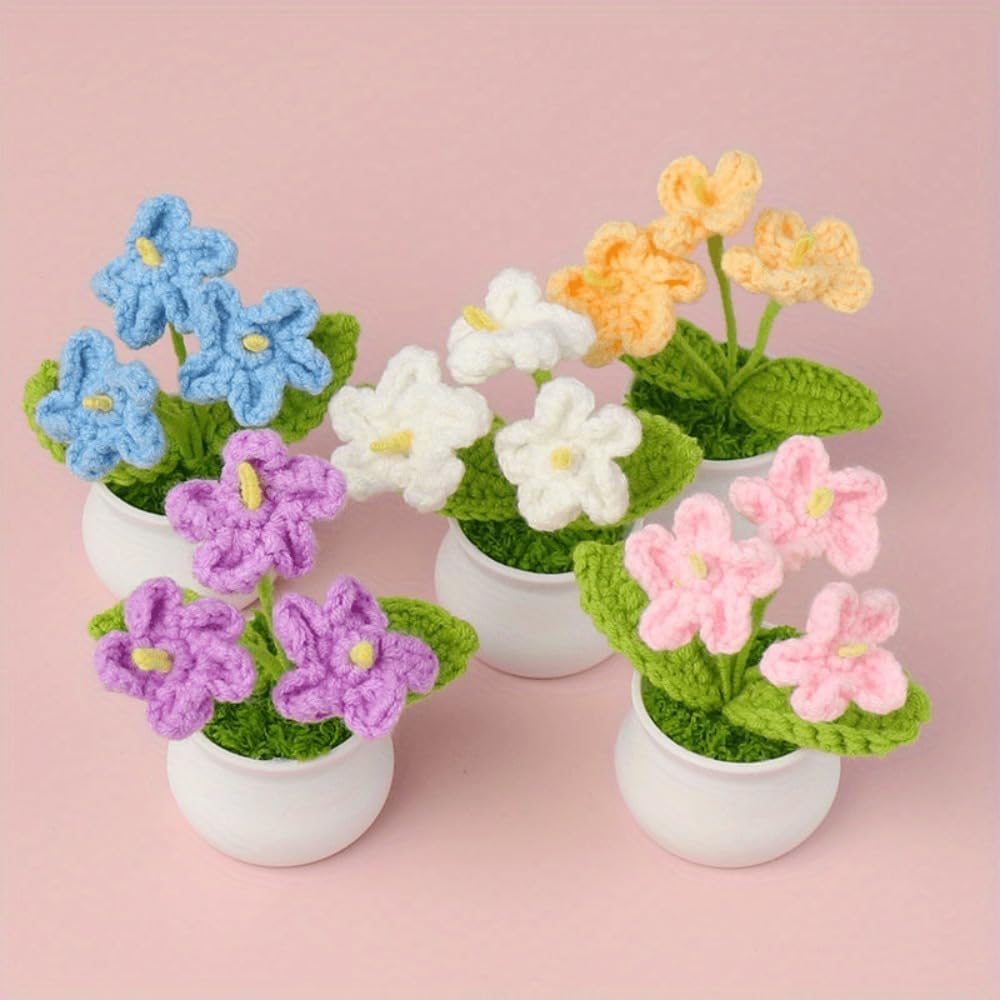 Crochet Orchid Plant Handcrafted Soft Yarn Realistic Mini Design