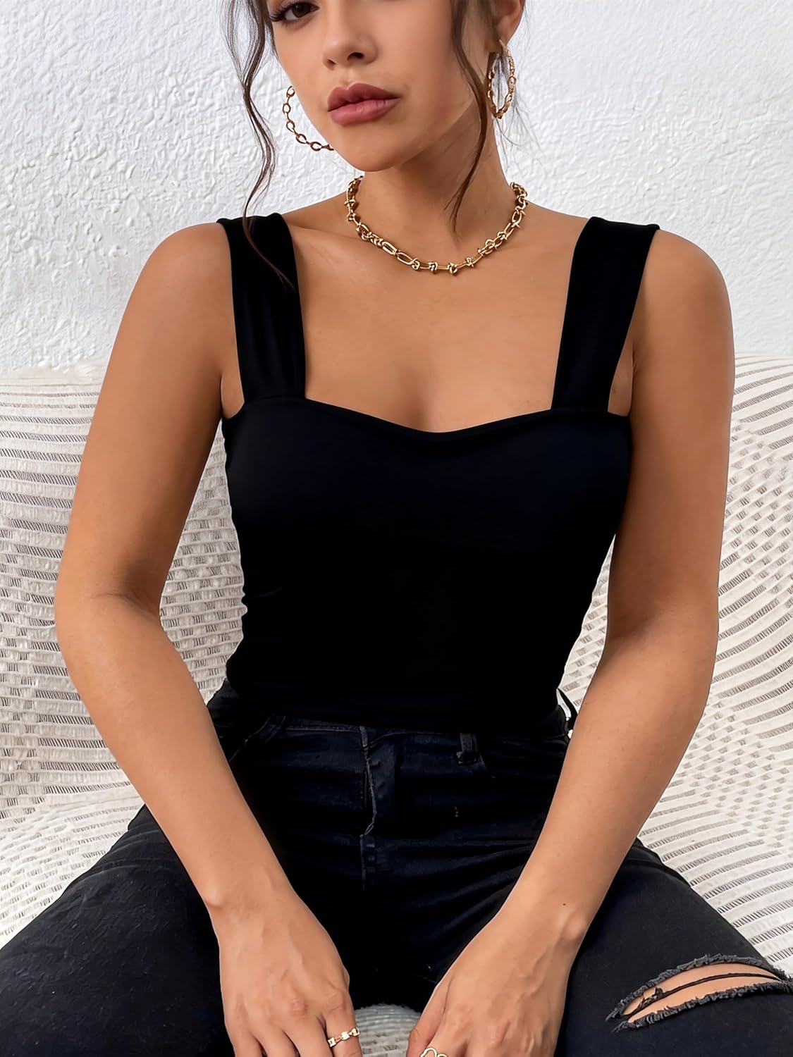 Women's Sexy Sleeveless Skinny Basic Strappy Crop Tank Tops
