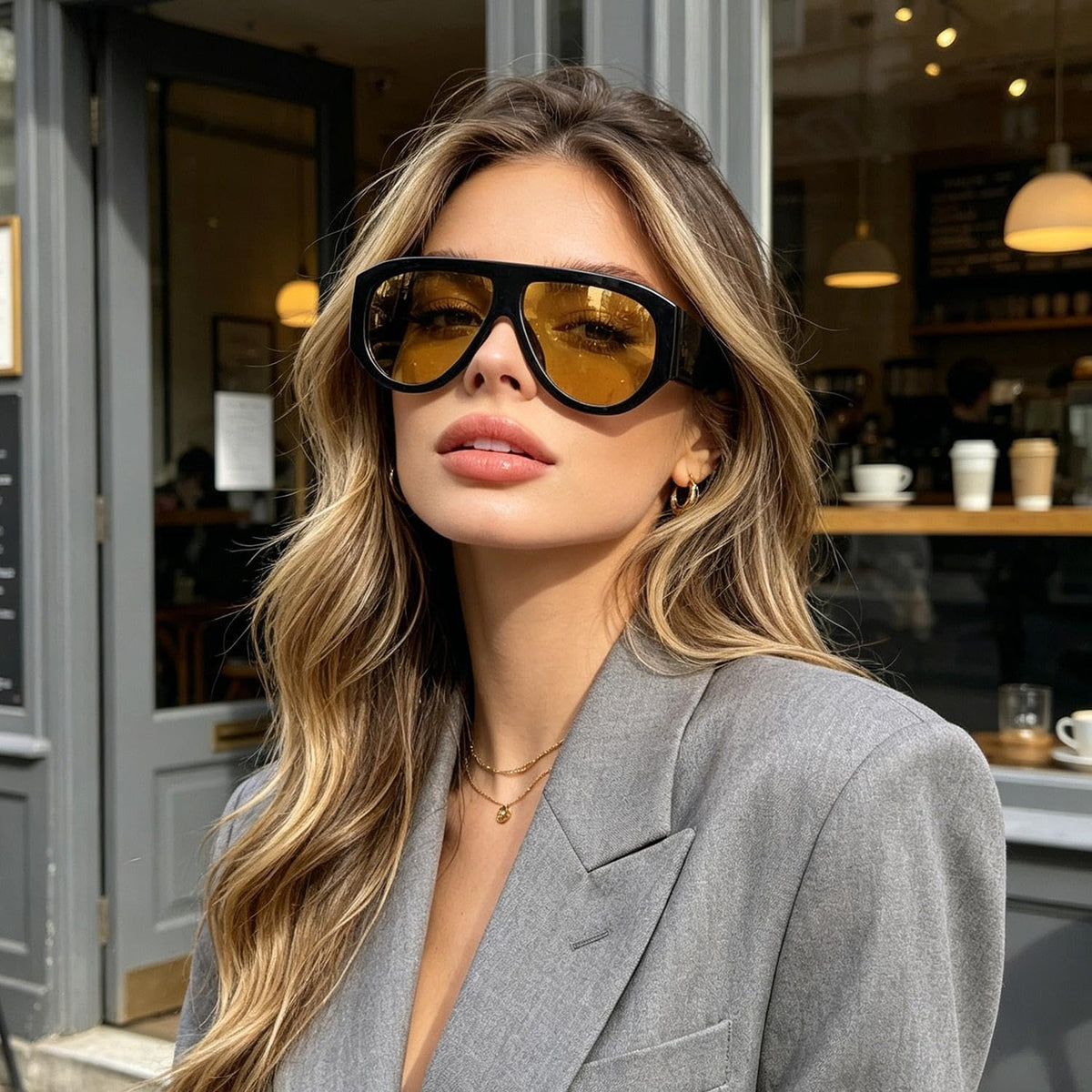 Retro Cat Eye Large Frame Sunglasses. Summer UV Protection Eyewear. Lightweight Slim Face Fashion Sun Glasses